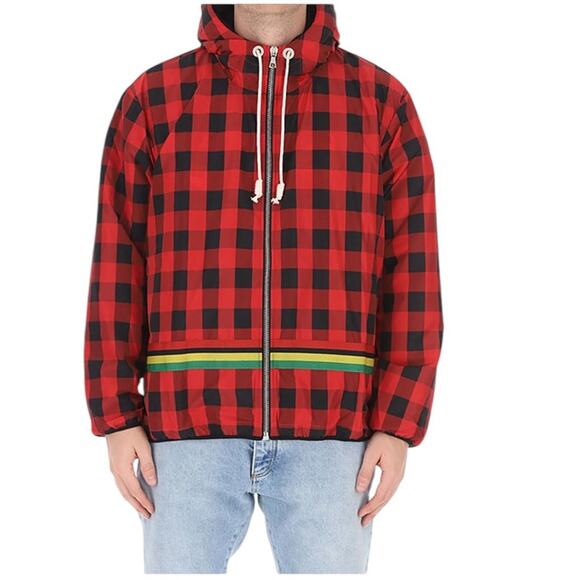 Palm Angels Buffalo Check Windbreaker Red Relaxed Athleisure Streetwear Mens XS - Picture 2 of 9